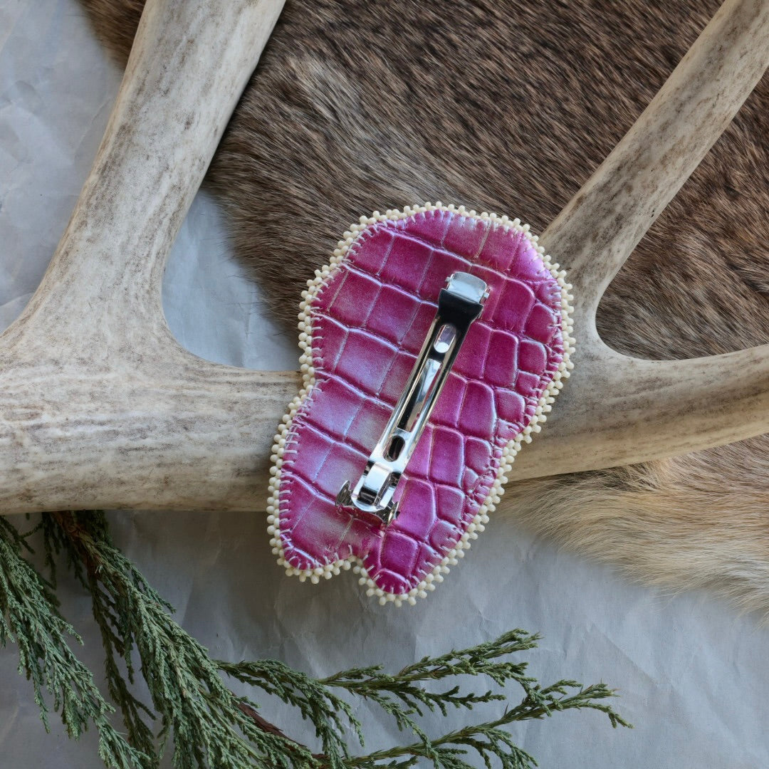 Keegan W. White 5-Petal Floral Beaded Hair Clip