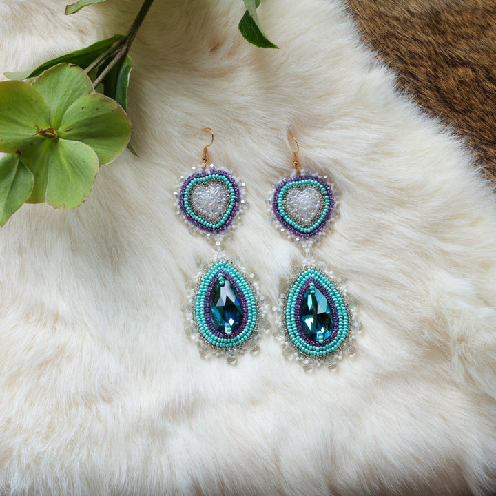 Mercedes G. Heart Aurora Double Drop Earrings