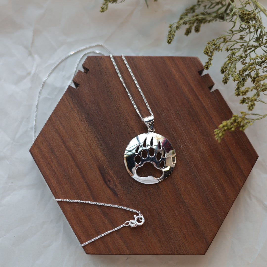 Medicine Bear Arts Bear Paw Cut Out Earrings & Necklace