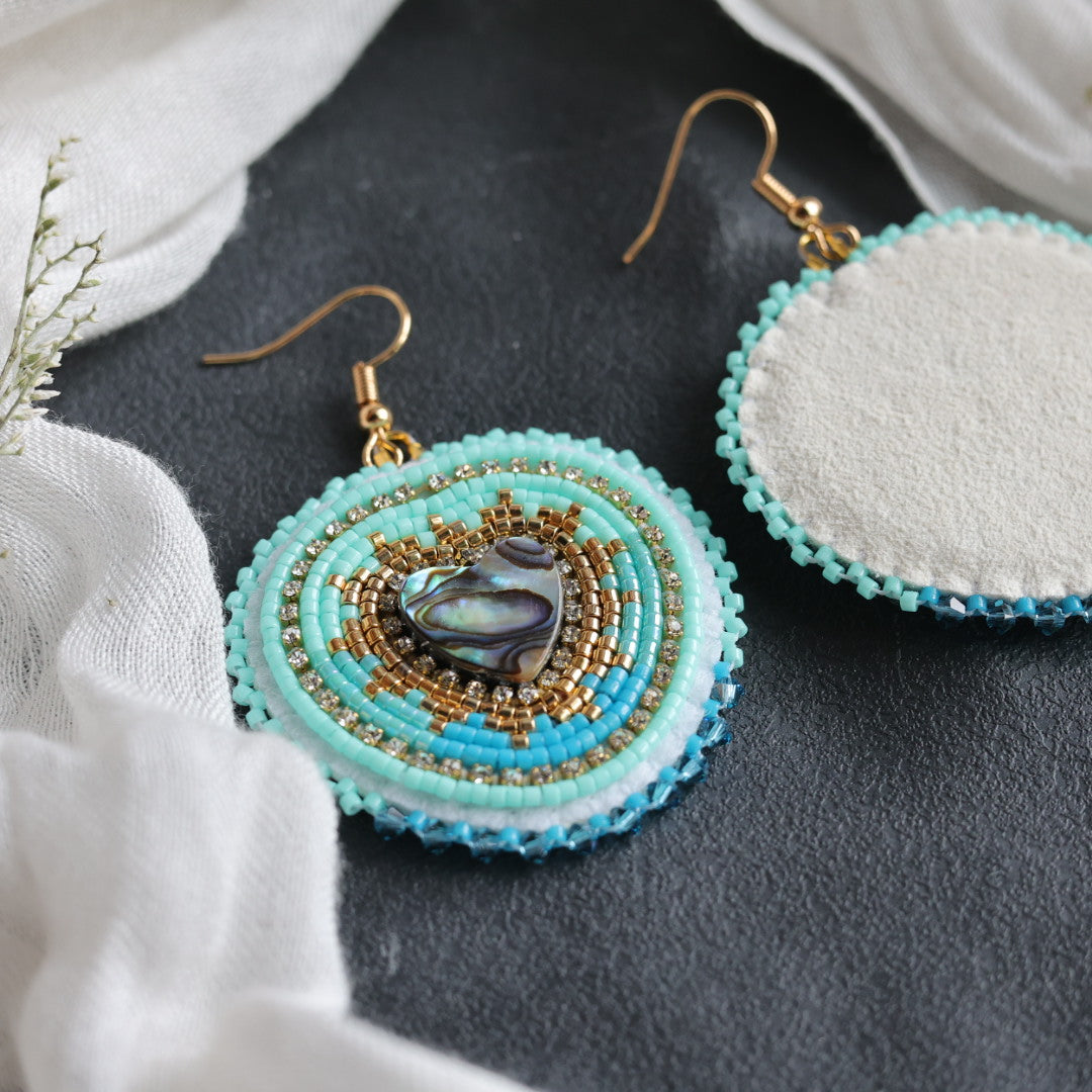 Beth Rose Designs Abalone Heart Beaded Earrings
