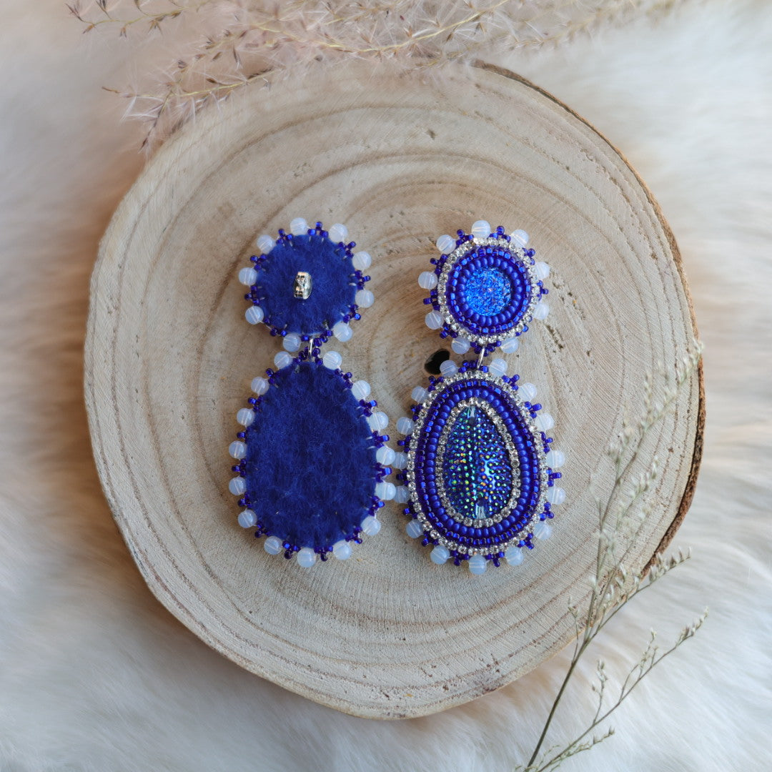 Sophie's Creations Royal Blue Beaded Tiered Earrings