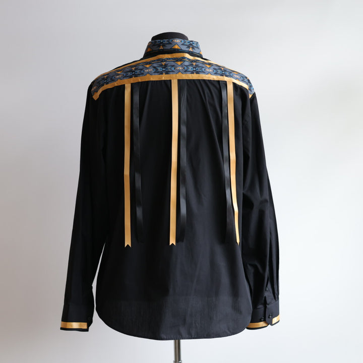 Margaret R. Black &amp; Gold Ribbon Shirt