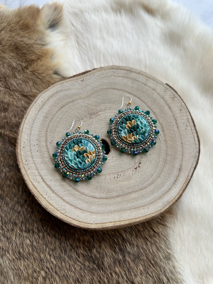 Prairie Moon Ruffle Clay Beaded Earrings