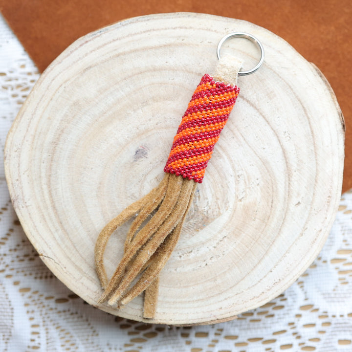 Jeannie A Smoked Hide Peyote Beaded Fringe Keychains