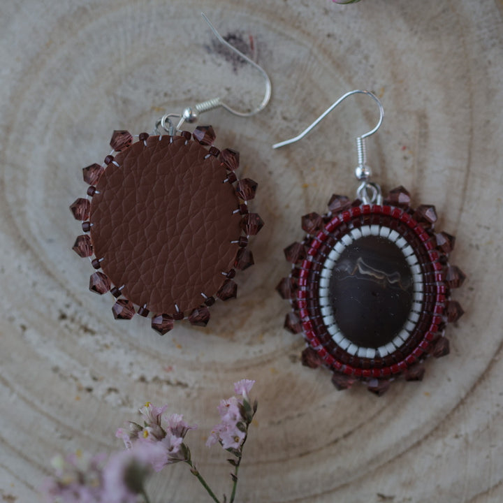 Sweetgrass Woman Creations Brown Marble Beaded Earrings