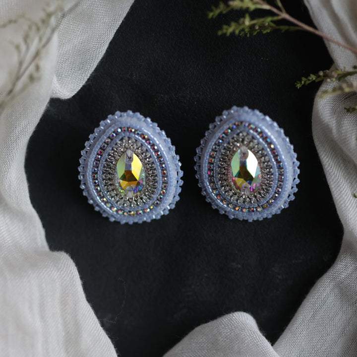 Beth Rose Designs Pale Blue Teardrop Beaded Earrings