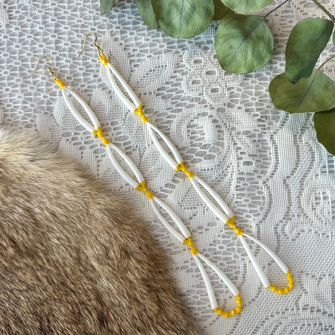Prairie Sage Beadwork Dentalium Earrings