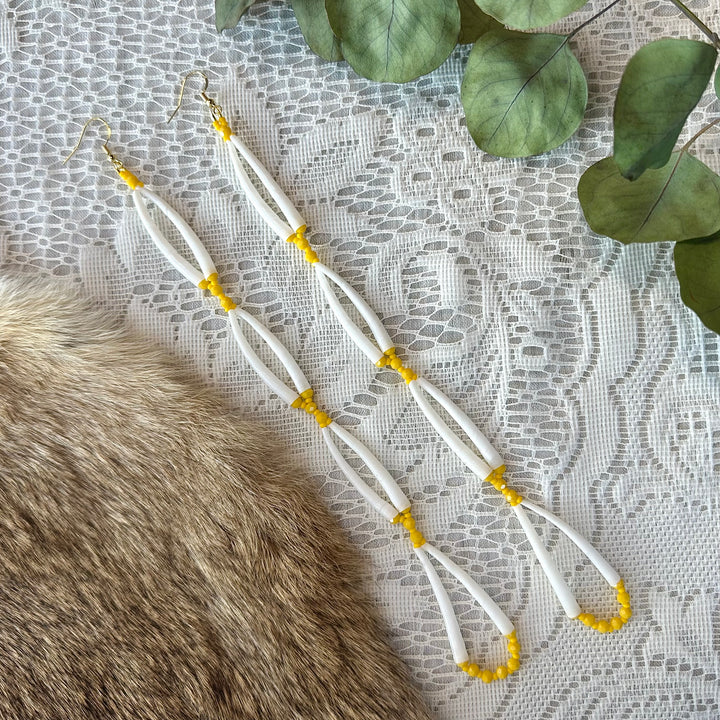 Prairie Sage Beadwork Dentalium Earrings