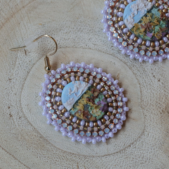 Prairie Moon Prairie Scene Clay Beaded Earrings