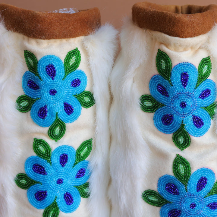 Emily J. Canvas & Fur Bright Blue Floral Mukluks