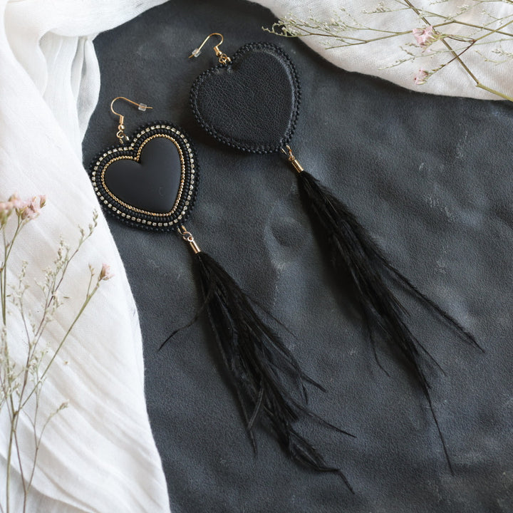 Beth Rose Designs Heart & Feather Earrings