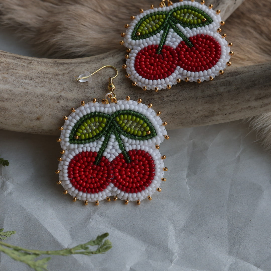 Keegan W. Beaded Cherry Earrings