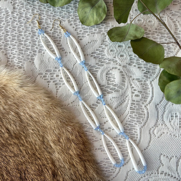 Prairie Sage Beadwork Dentalium Earrings