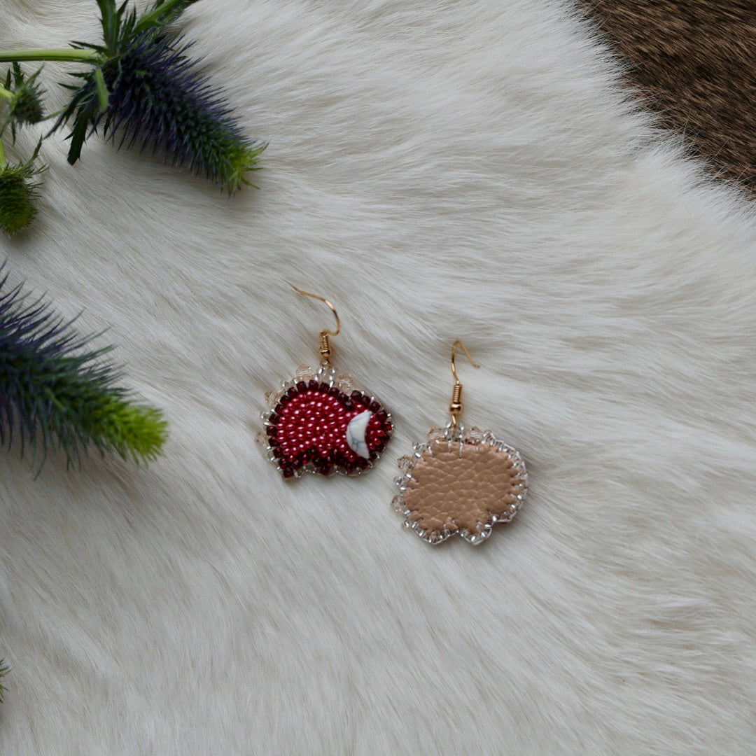 Mercedes G. Mini Bison Beaded Earrings