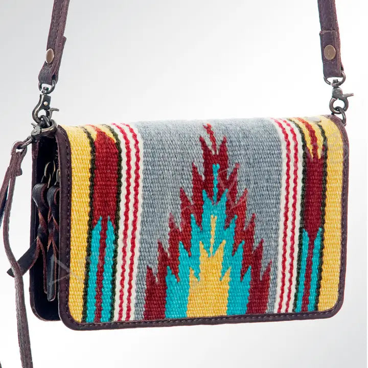 LS Western Grey Sierra Genuine Leather Crossbody Bag
