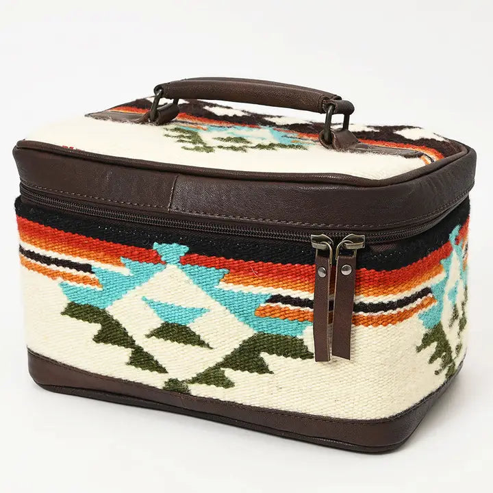 LS Western Ivory Saddle Blanket &amp; Leather Jewelry Case