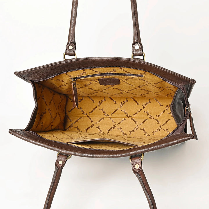 LS Western White Western Leather Women's Tote Bag