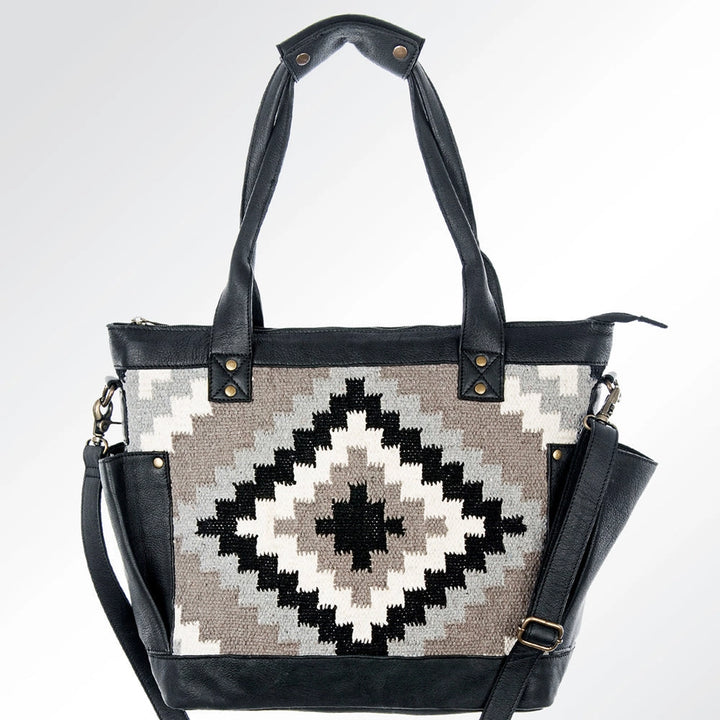 LS Western Grey Saddle Blanket Large Leather Tote