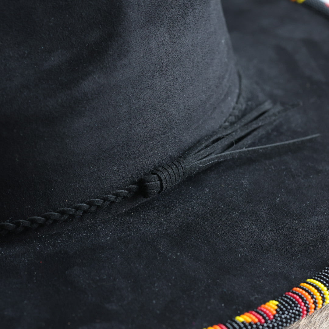 Shelley M. Fire Beaded Brim Fedora Hat