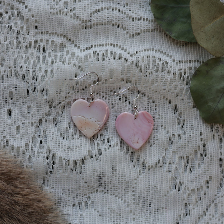 Prairie Sage Beadwork Heart-Shaped Conch Shell Drop Earrings
