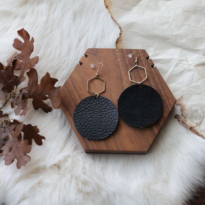 1885 Leather Co. Hexagon Drop Earrings