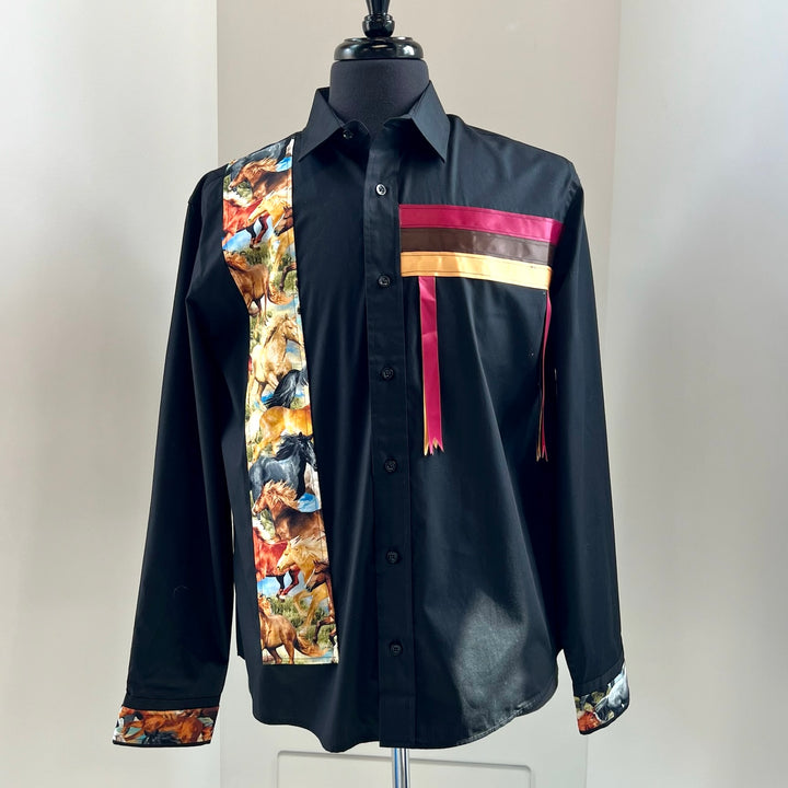 Vi's CREE-ations Horses Men's Ribbon Shirt