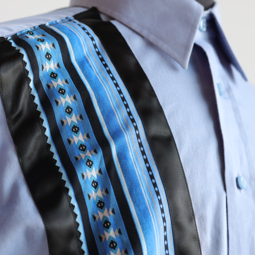 Phoenyx Designs Blue Southwest Geometric Ribbon Shirt