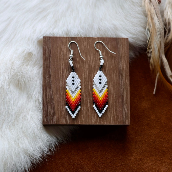 Dorothy B. Large Feather Peyote Earrings