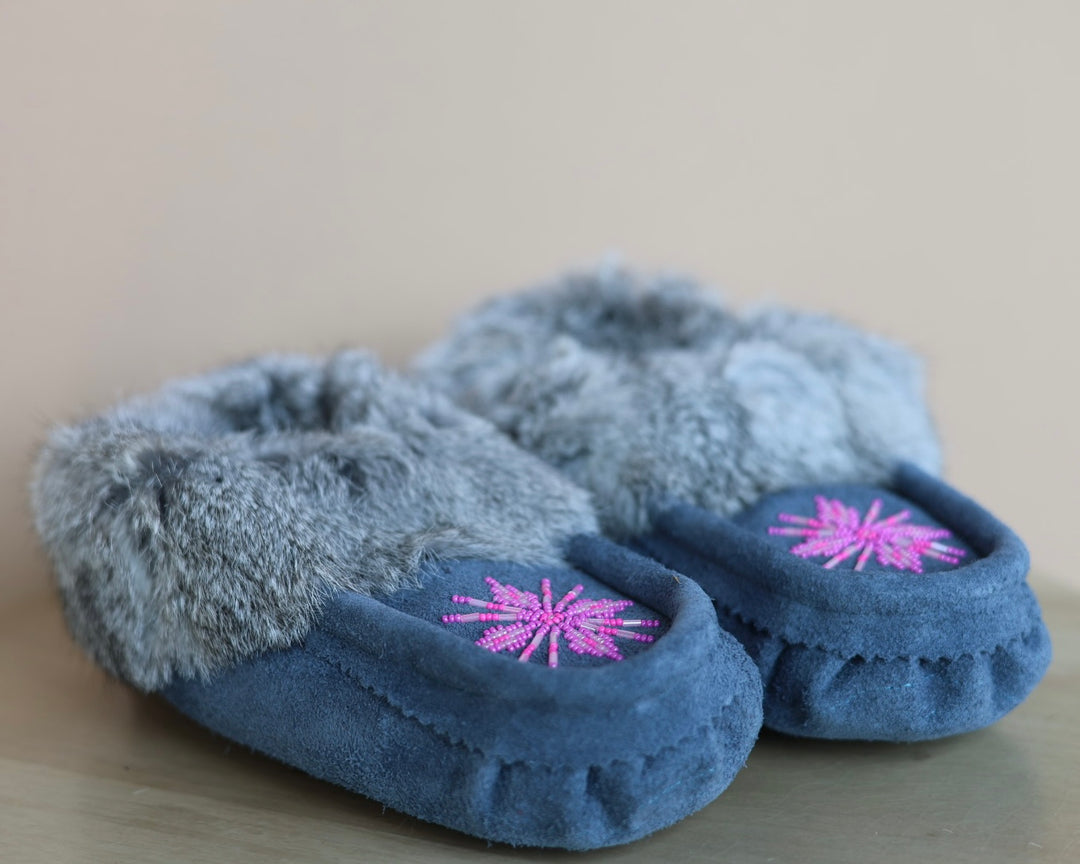 Ironstar Co. Charcoal Grey Moccasins With Snowflake Detail