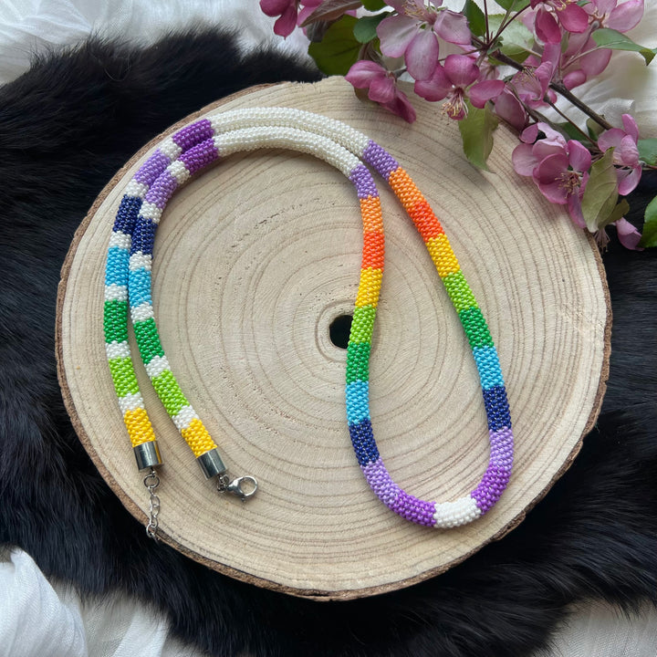 Ironstar Co. Rainbow Peyote Beaded Necklace
