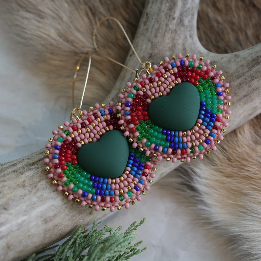 Keegan W. Beaded Heart Earrings
