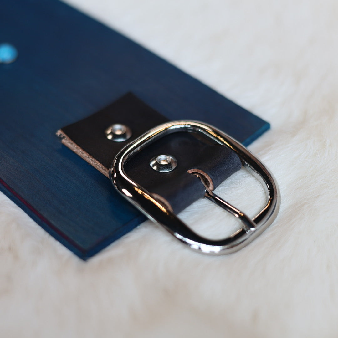 Iskotew Pahkekin 41" Moon Phase Blue Leather Belt