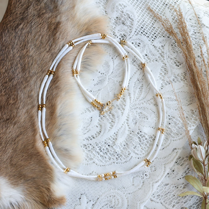 Prairie Sage Beadwork Dentalium Earring & Necklace