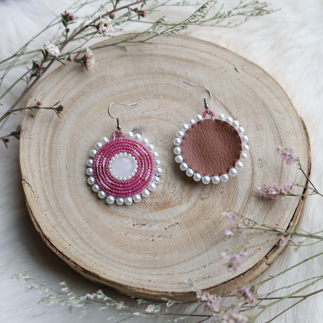 Sweetgrass Woman Creations Rose Quartz Beaded Earrings