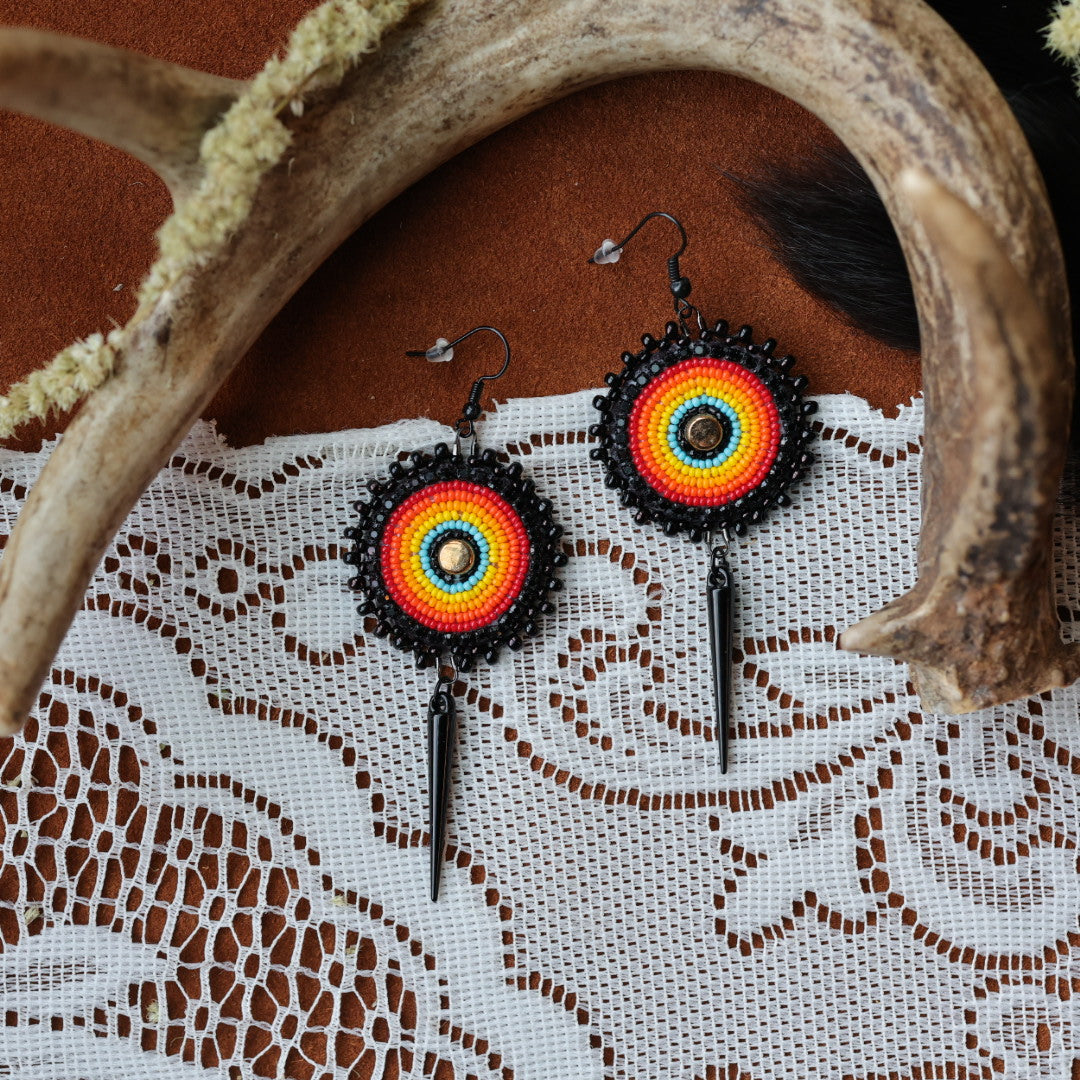 DMD Beadwork Fire Spikes Beaded Earrings