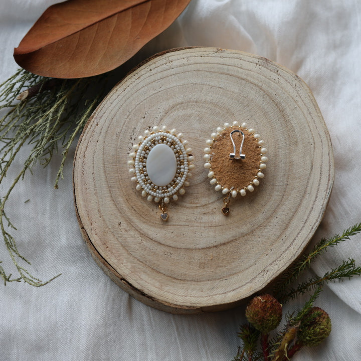 Boreal Forest Beads Mother Of Pearl Earrings