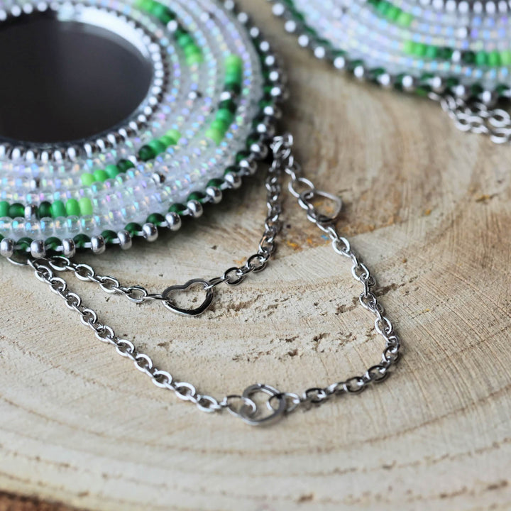 March Beadmaster Waabishki Miigwan Creations Mirrored Beaded Earrings