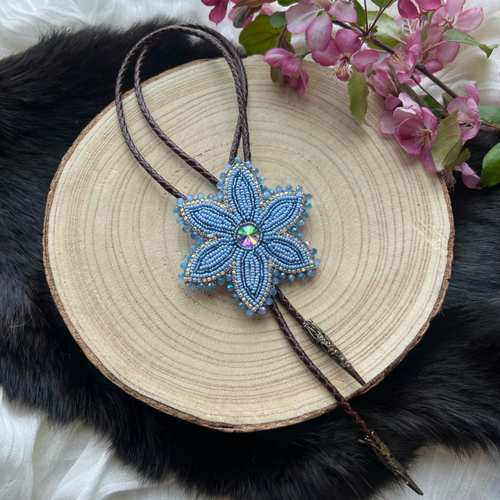 Ironstar Co. 6 Petal Floral Beaded Bolo Tie