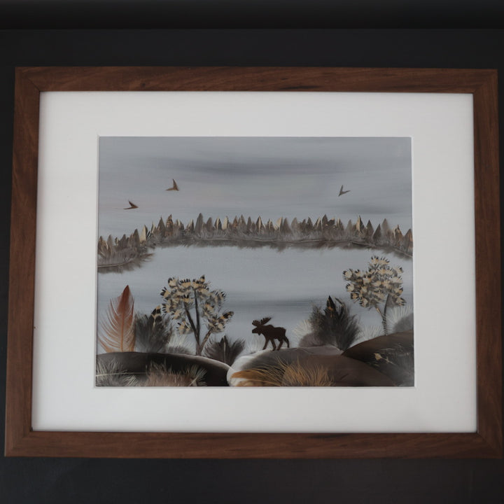 Shannon Dunn 12"x15" Moose Feather Artwork