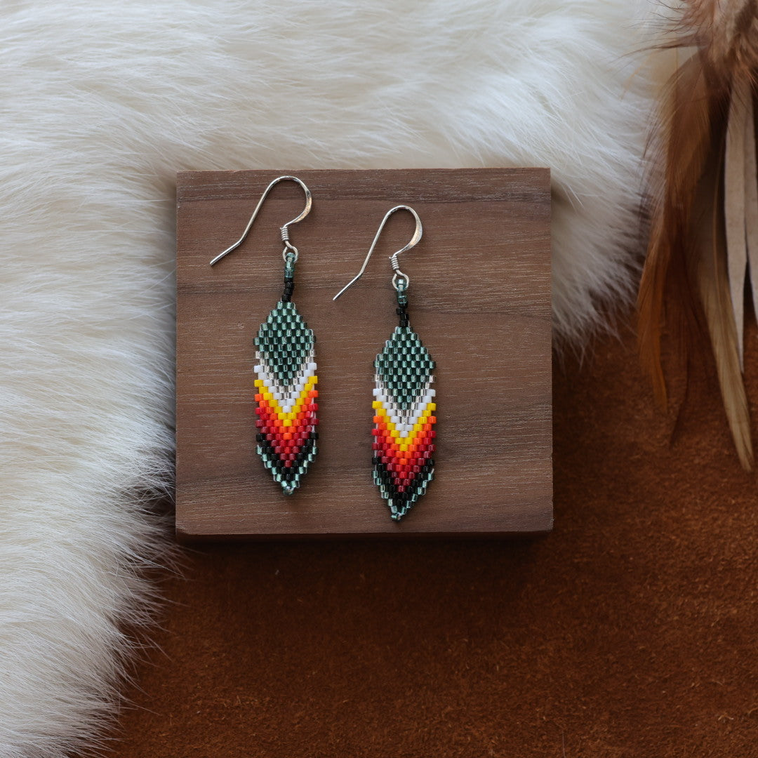 Dorothy B. Large Feather Peyote Earrings