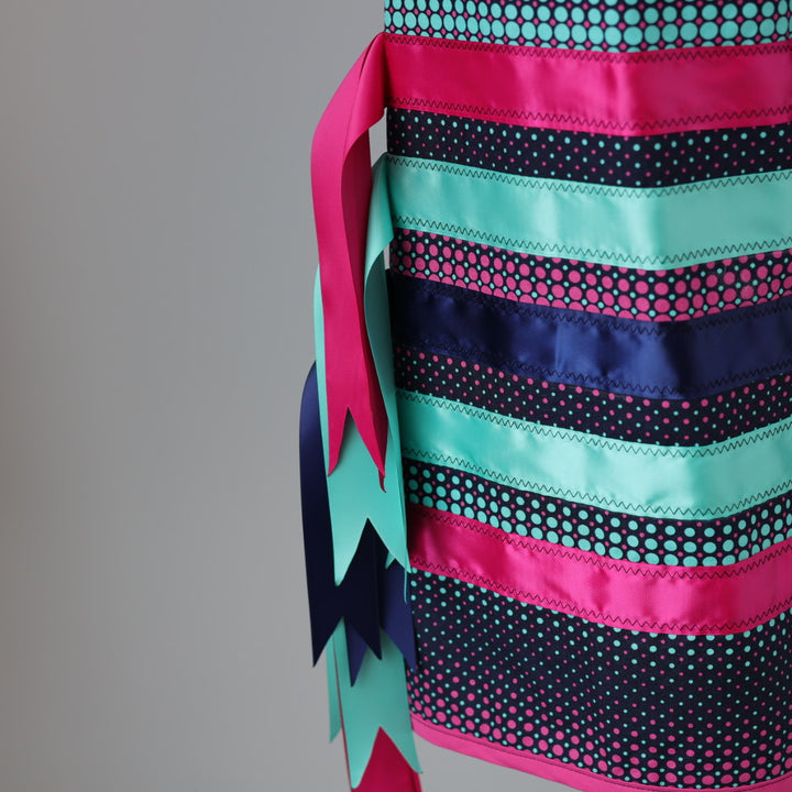 Vi's CREE-ations Pink & Teal Polka Dot Short Ribbon Skirt