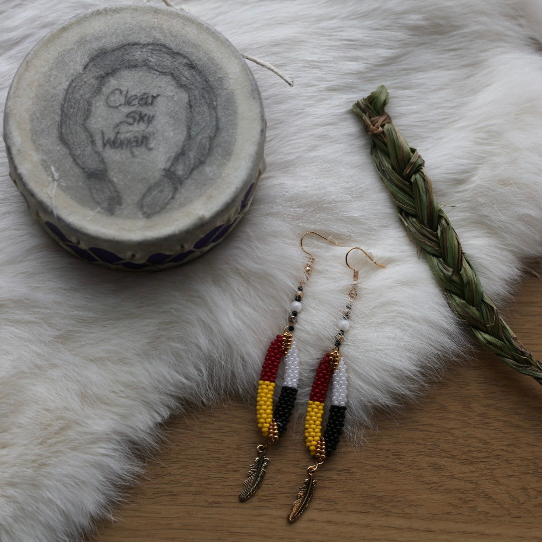 Clear Sky Woman Large Peyote Looped Earrings