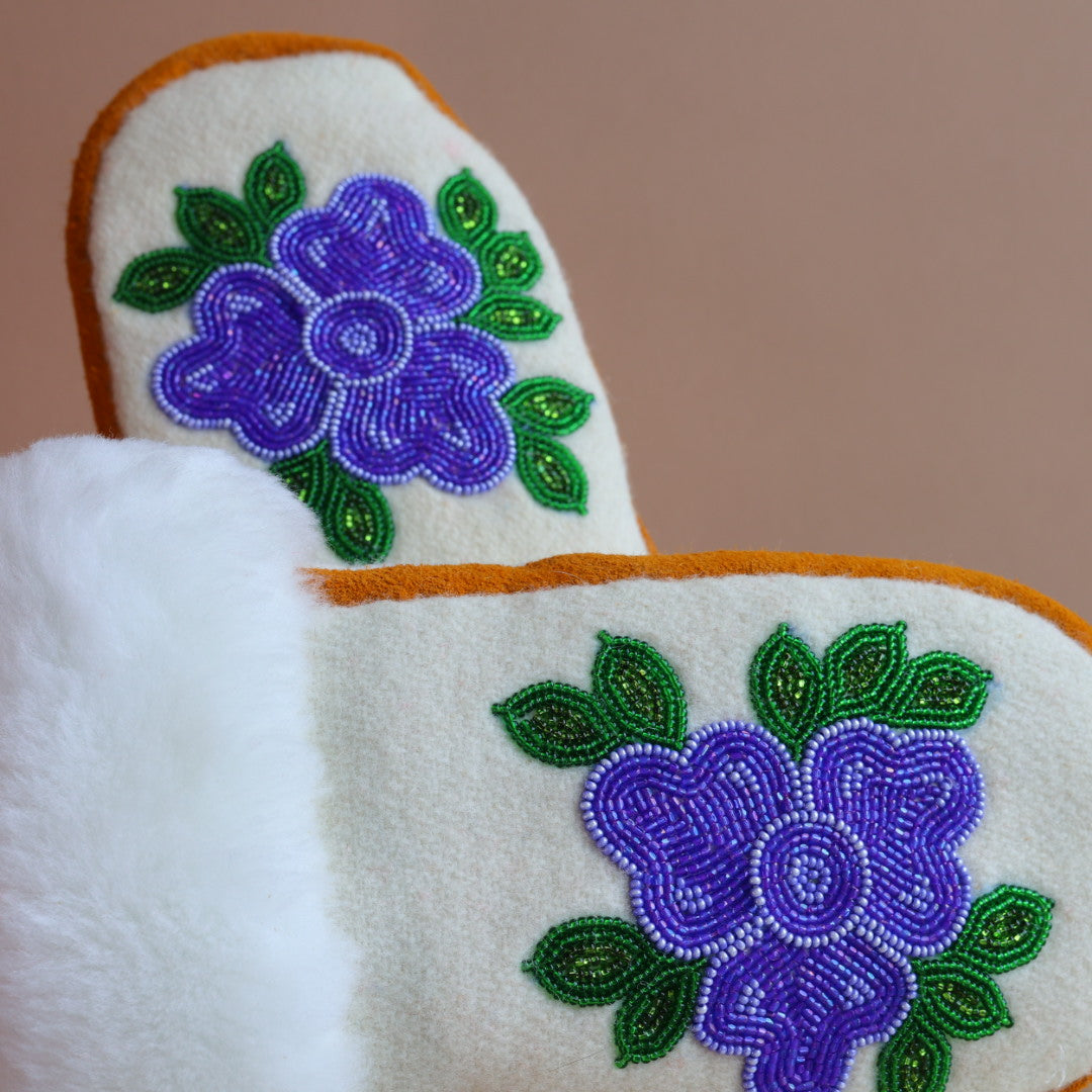 Emily J. Canvas & Sheep Shearling Moose Hide Mittens