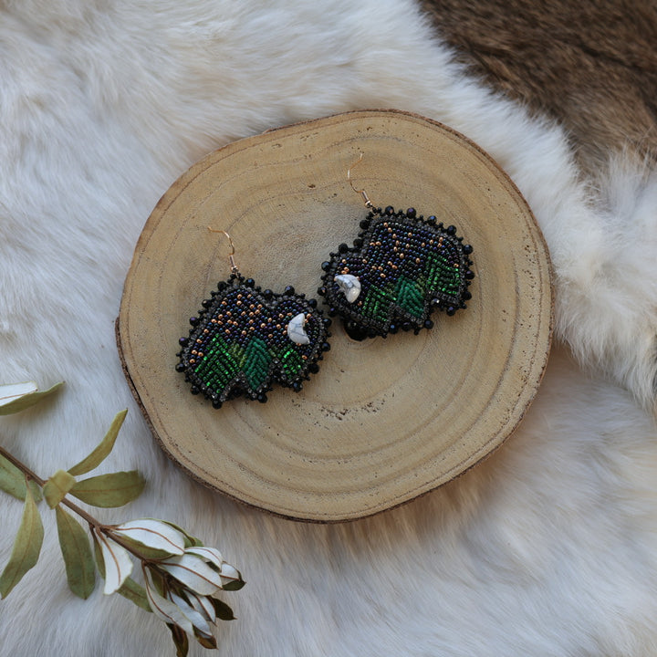 Mercedes G. Starry Forest Bison Beaded Earrings