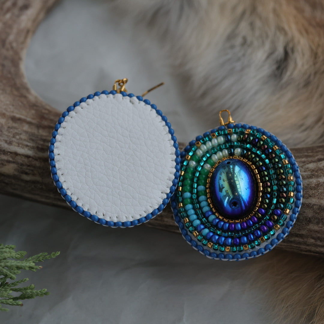 Keegan W. Moody Teal Beaded Oval Earrings