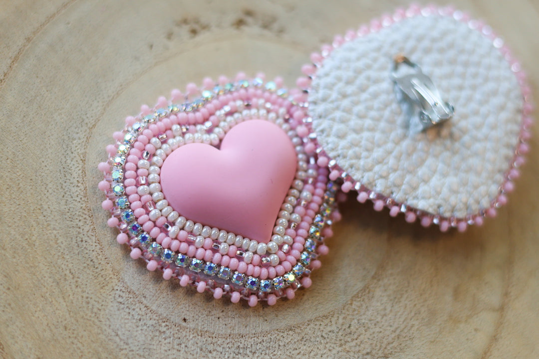 Nikki P. Pink Heart Clip-on Earrings