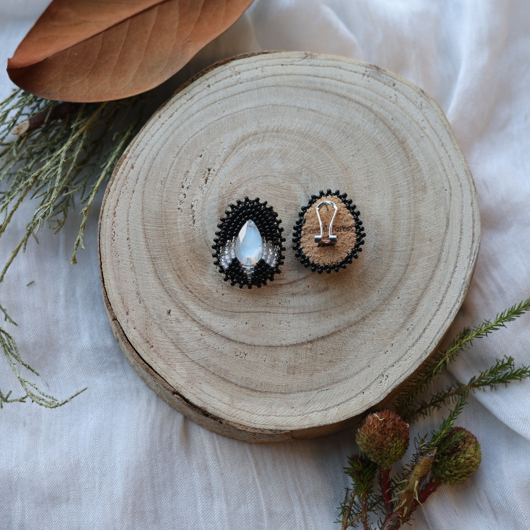 Boreal Forest Beads Gem Teardrop Beaded Earrings