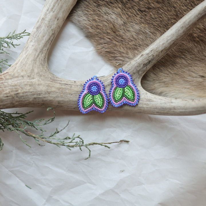 Keegan W. Beaded Saskatoon Berry Earrings
