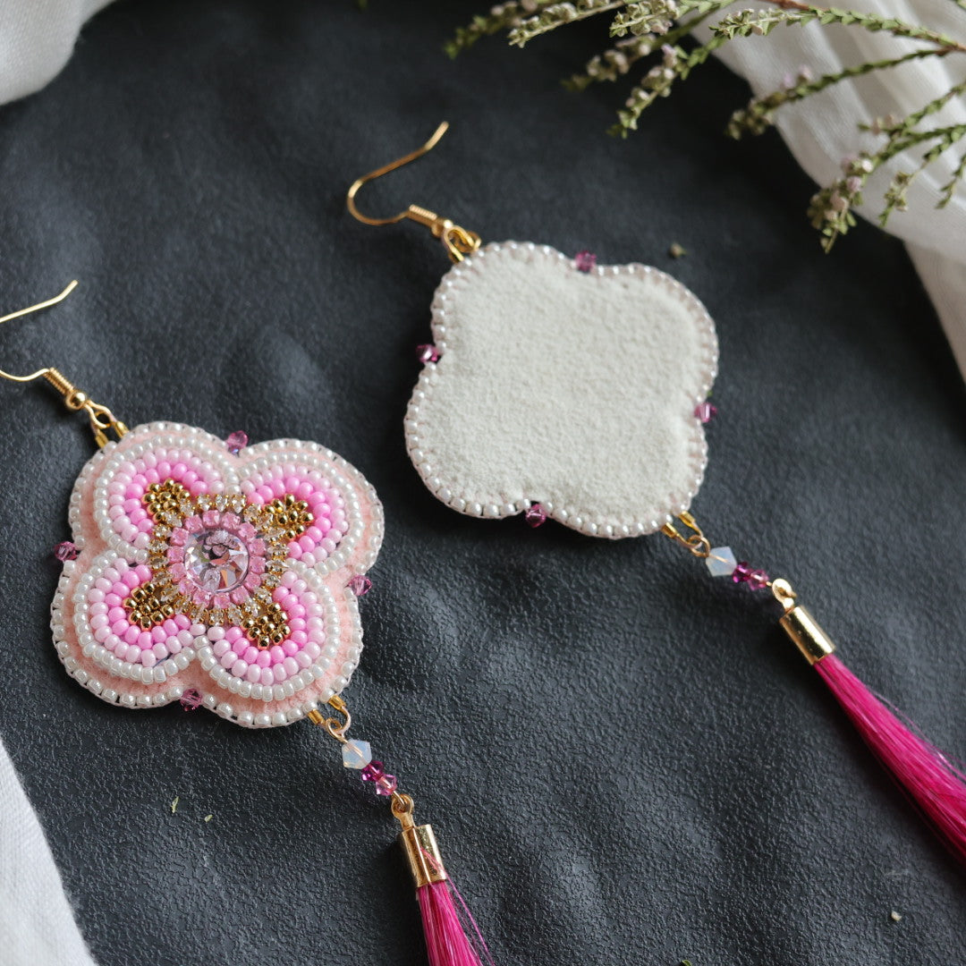 Beth Rose Designs Pink Floral &amp; Horsehair Earrings &amp; Pendant Necklace