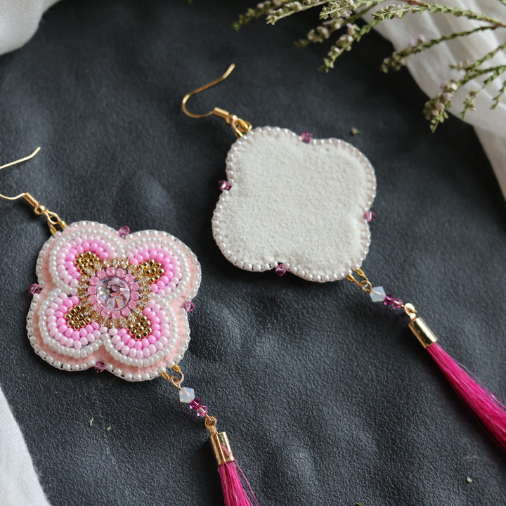 Beth Rose Designs Pink Floral &amp; Horsehair Earrings &amp; Pendant Necklace